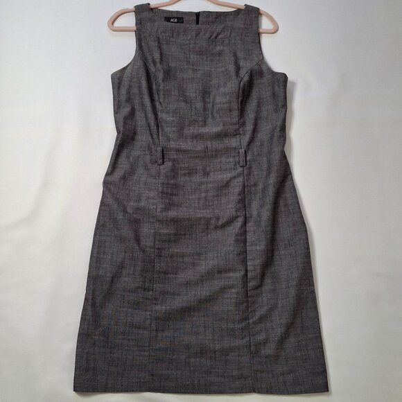 AGB Womens Sheath Dress Size 12 Gray Woven Princess Seams Back Zip - Picture 1 of 12